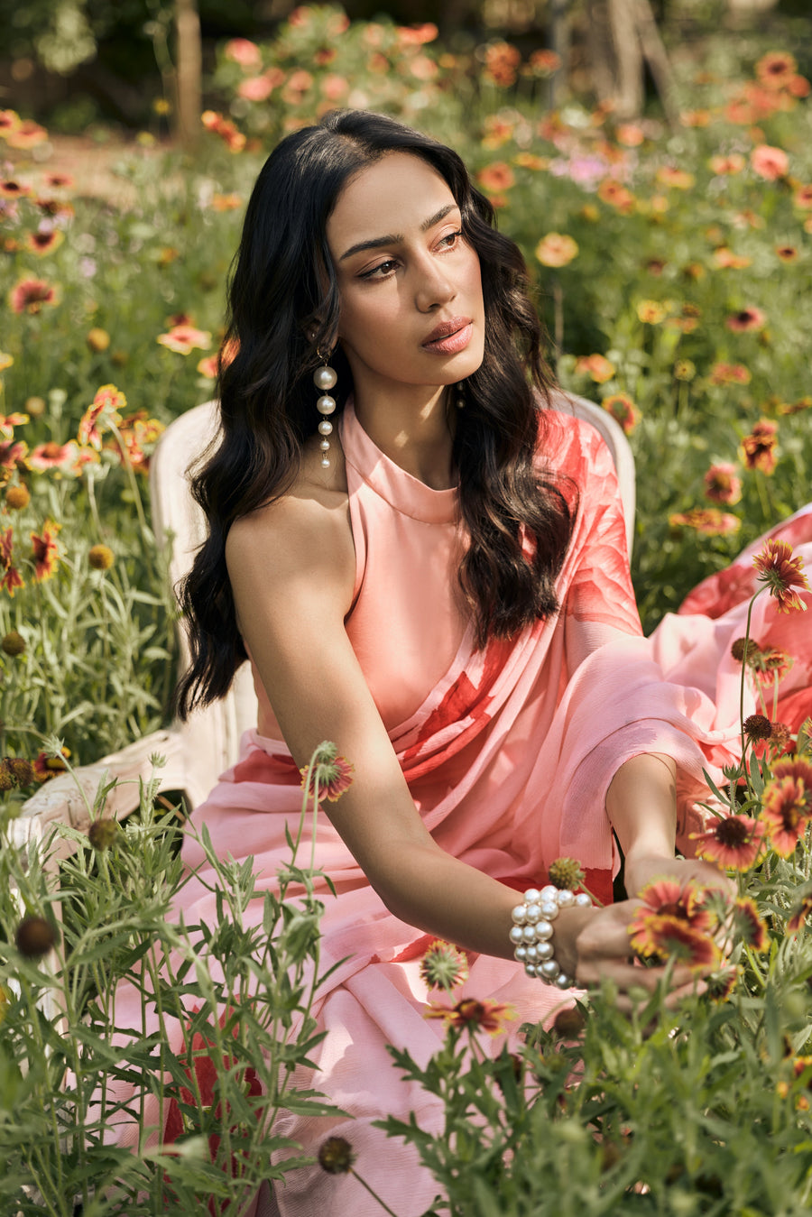 Diana Peach Saree - Studio 113 Indian designer saree for women