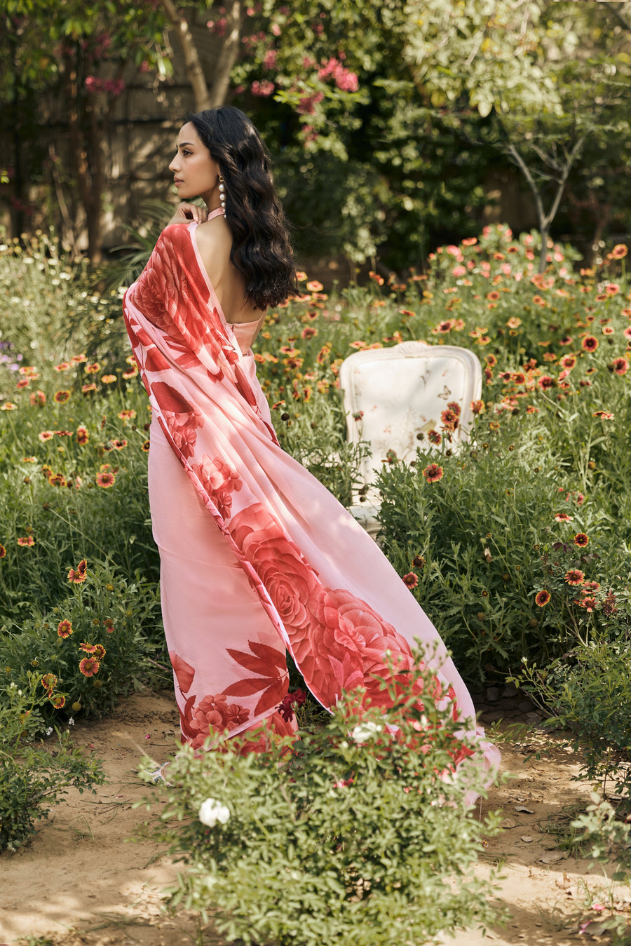 Diana Peach Saree - Studio 113 Indian designer saree for women