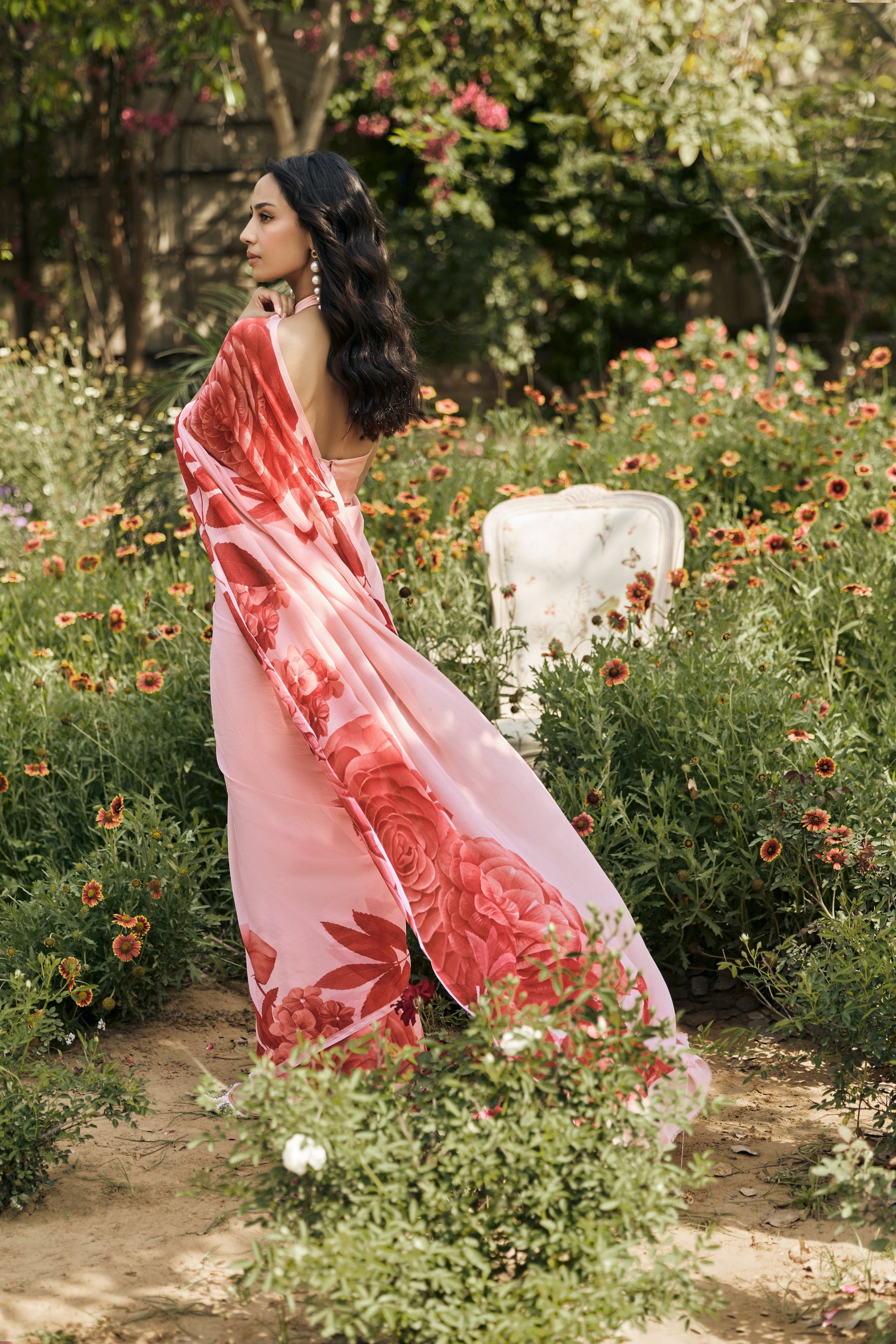 Diana Peach Saree - Studio 113 Indian designer saree for women
