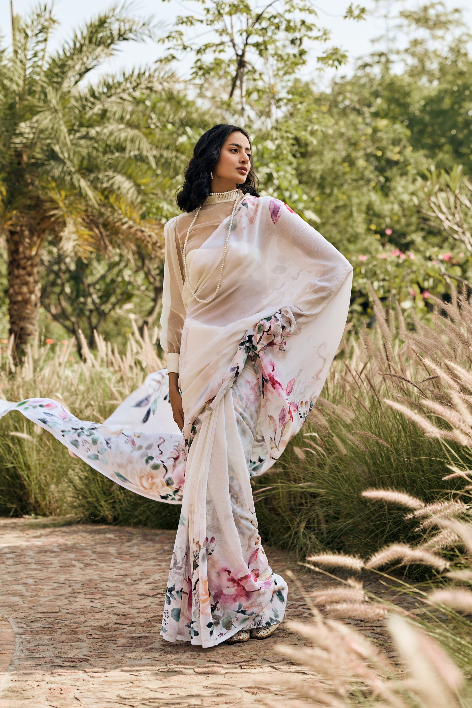 Julie White Saree - Studio 113 Indian designer saree for women