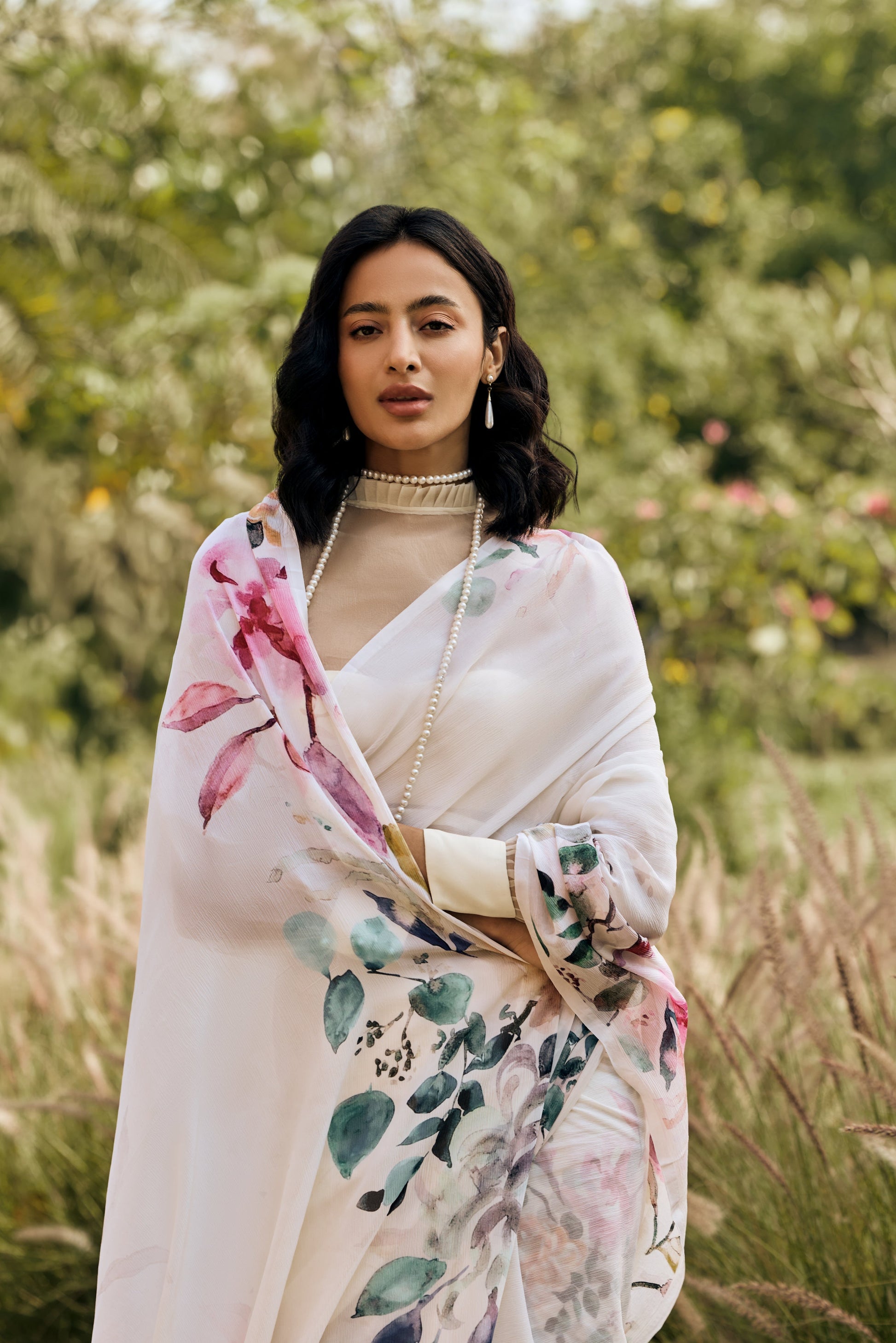 Julie White Saree - Studio 113 Indian designer saree for women