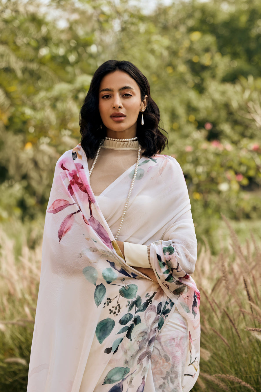 Julie White Saree - Studio 113 Indian designer saree for women