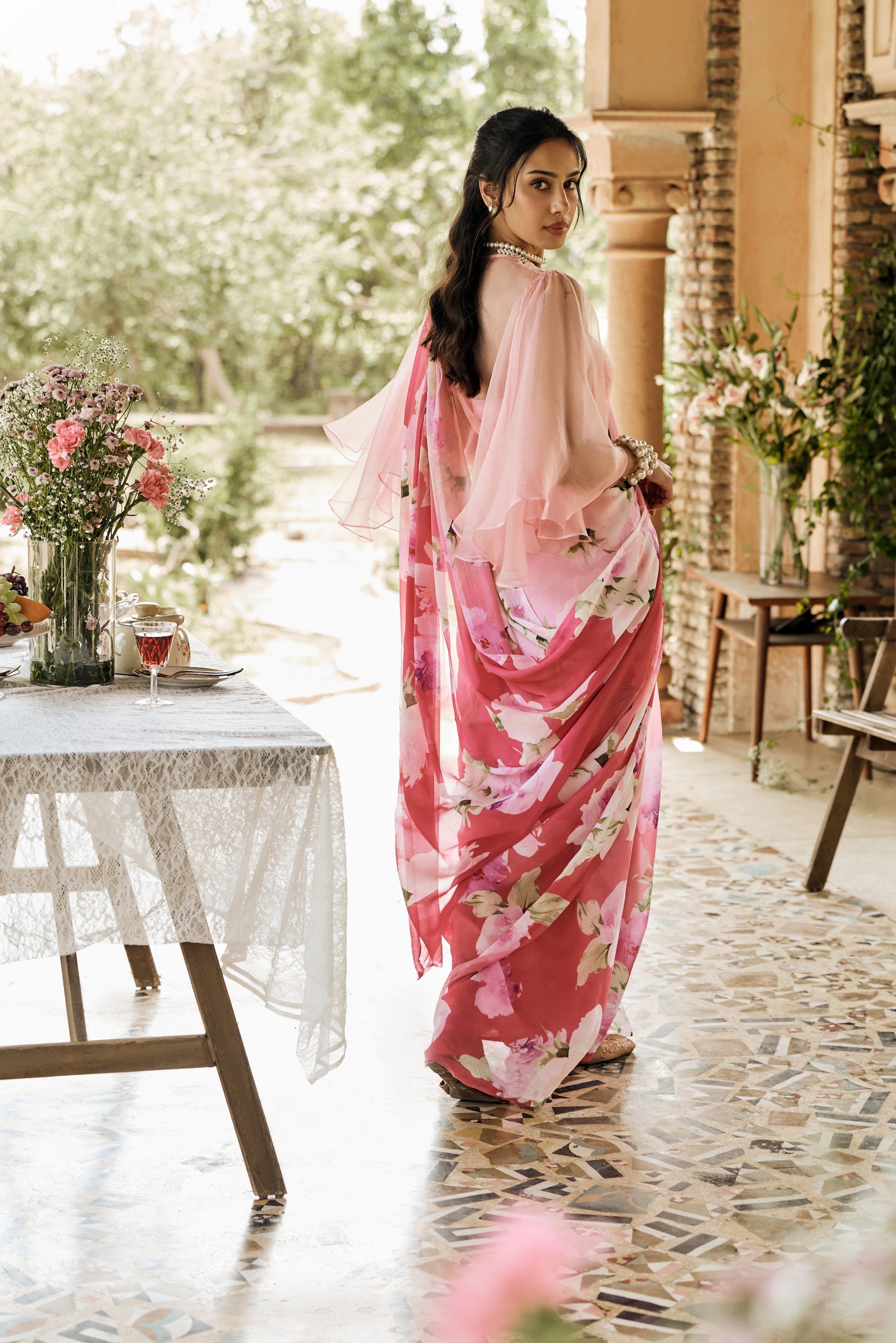 Alea Berry Pink Ombre Saree - Studio 113 Indian designer saree for women