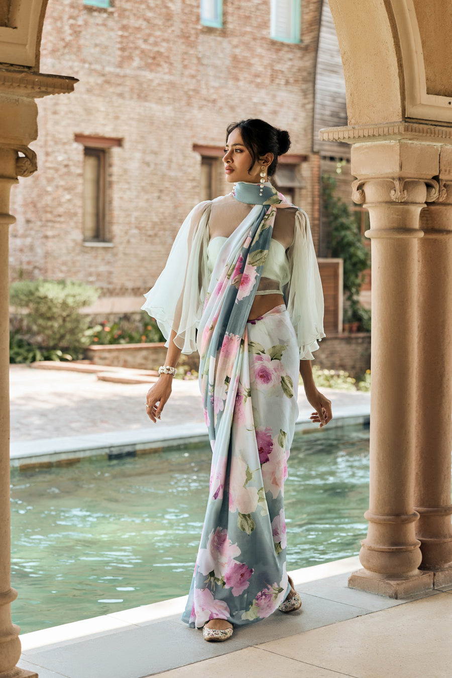 Alea French Blue Ombre Saree - Studio 113 Indian designer saree for women