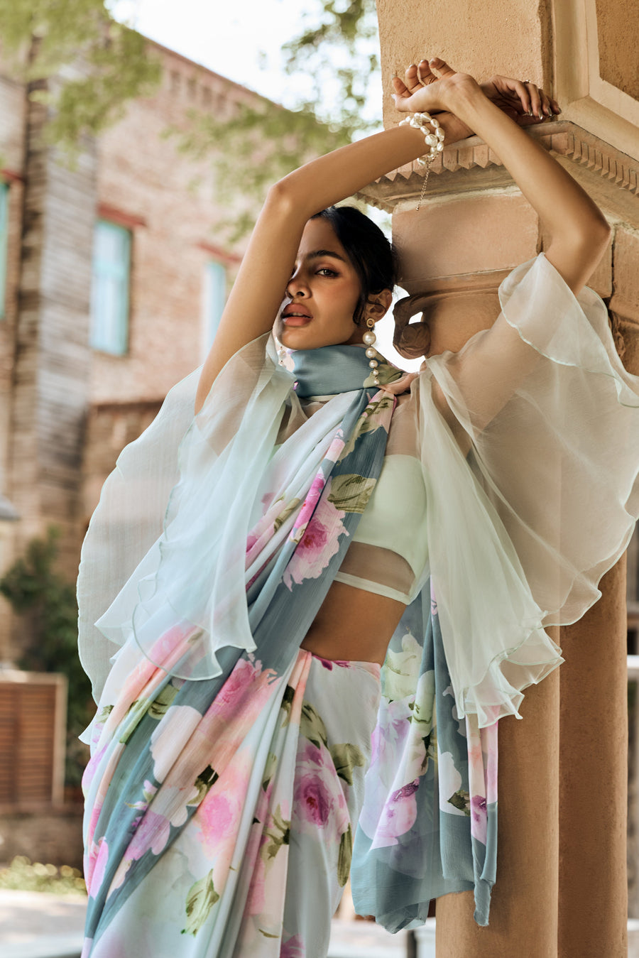 Alea French Blue Ombre Saree - Studio 113 Indian designer saree for women