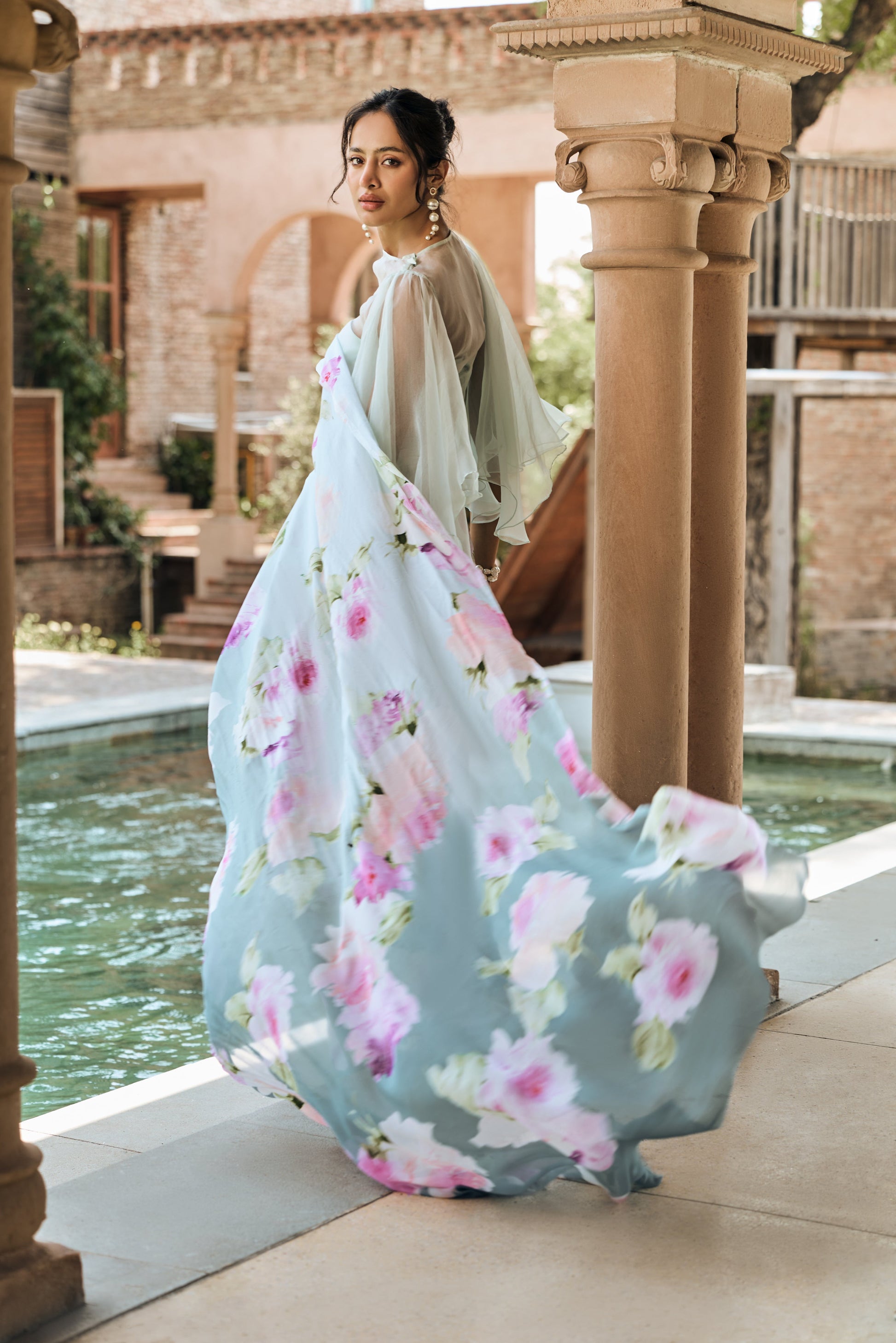 Alea French Blue Ombre Saree - Studio 113 Indian designer saree for women
