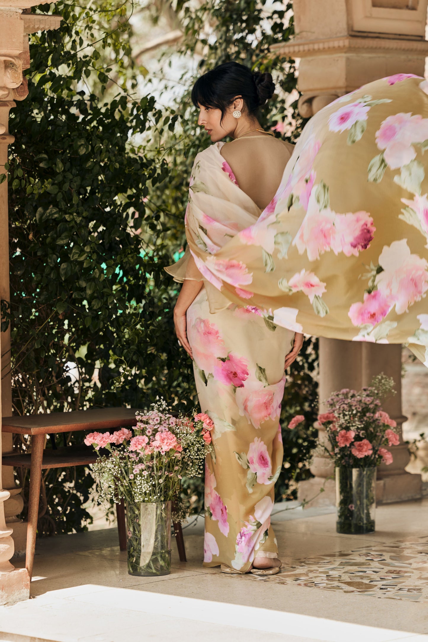 Alea Sand Ombre Yellow Saree - Studio 113 Indian designer saree for women