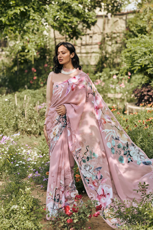 Julie Old Rose Saree - Studio 113 Indian designer saree for women