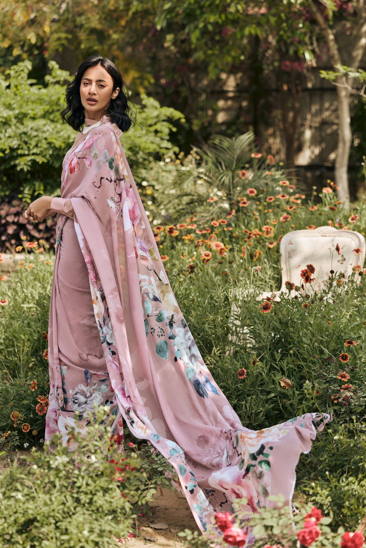 Julie Old Rose Saree - Studio 113 Indian designer saree for women