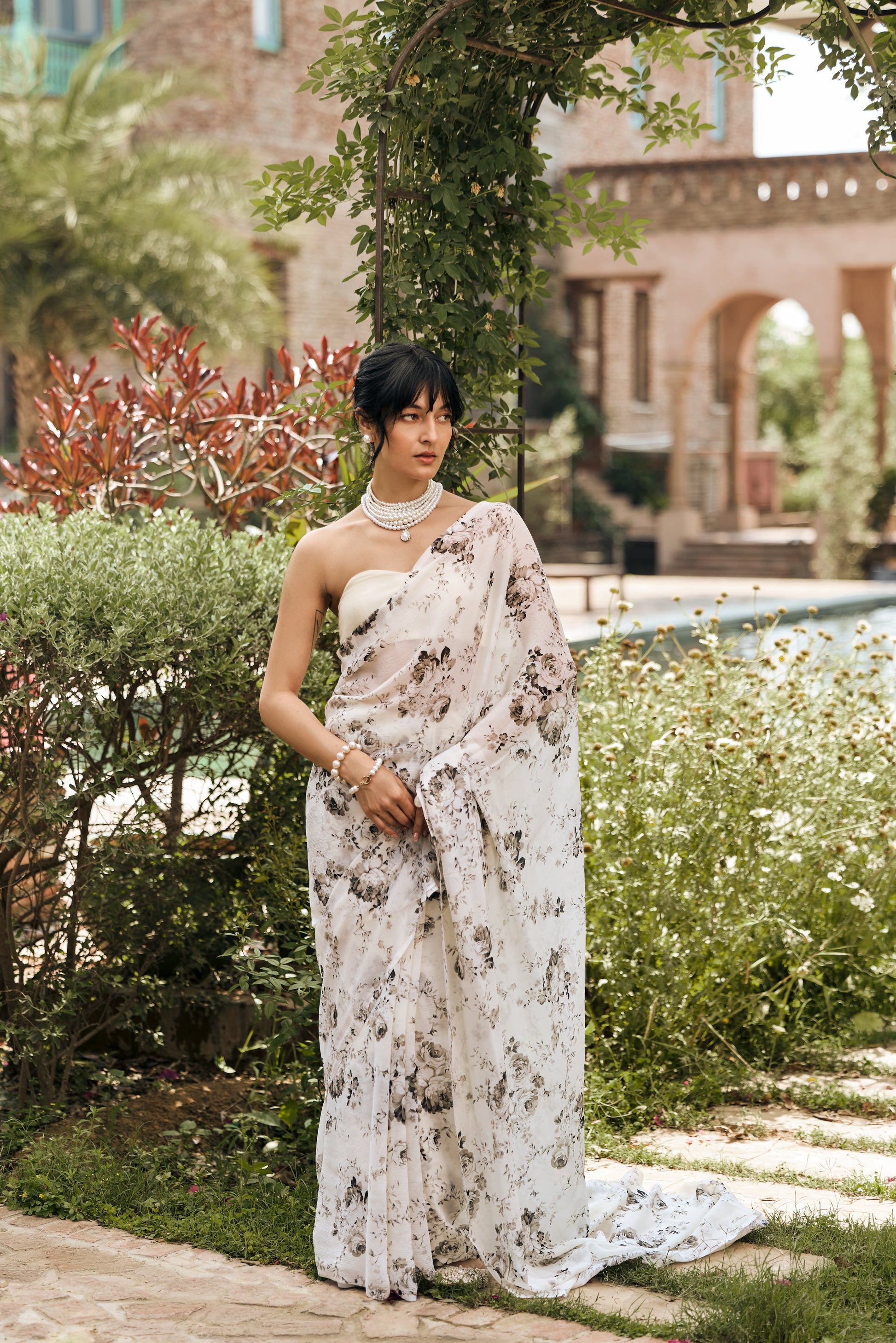 Tara White Saree - Studio 113 Indian designer saree for women