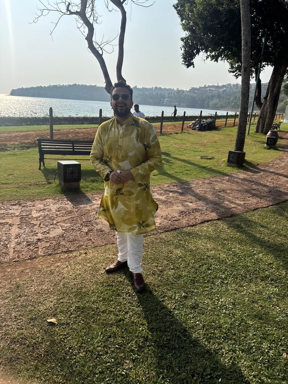 Sahil Dewani in Studio 113 Floral Print Lara Kurta in Lime