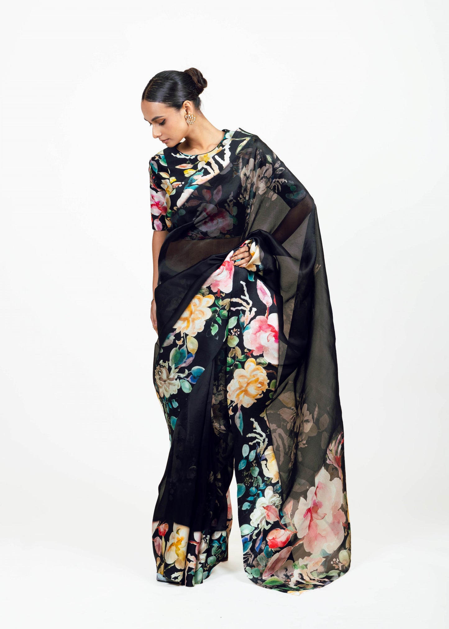 Julie Black Organza Saree - Studio 113 Indian designer saree for women