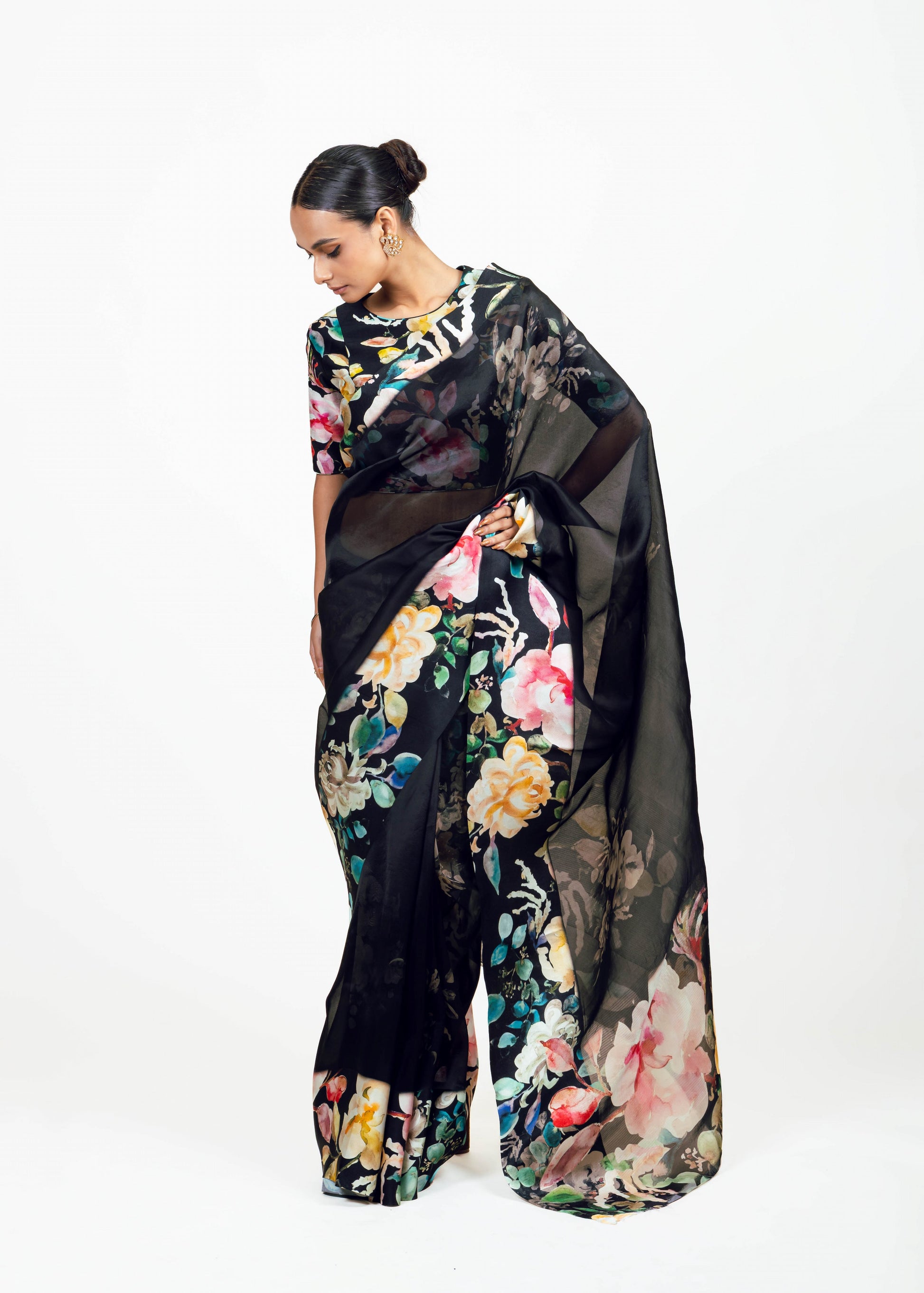 Julie Black Organza Saree - Studio 113 Indian designer saree for women