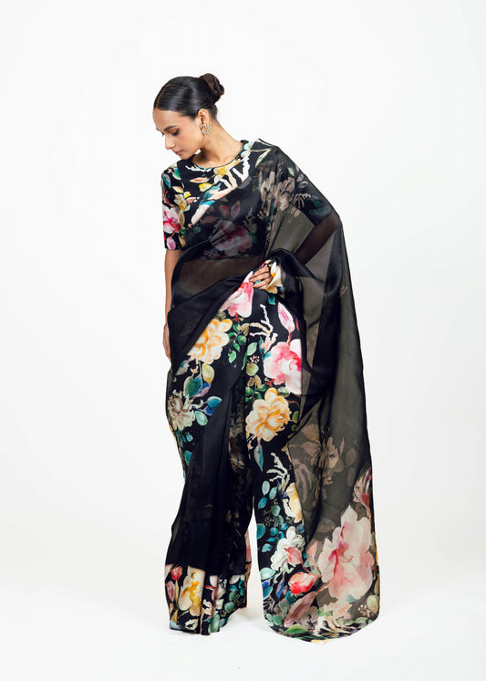 Julie Black Organza Saree - Studio 113 Indian designer saree for women