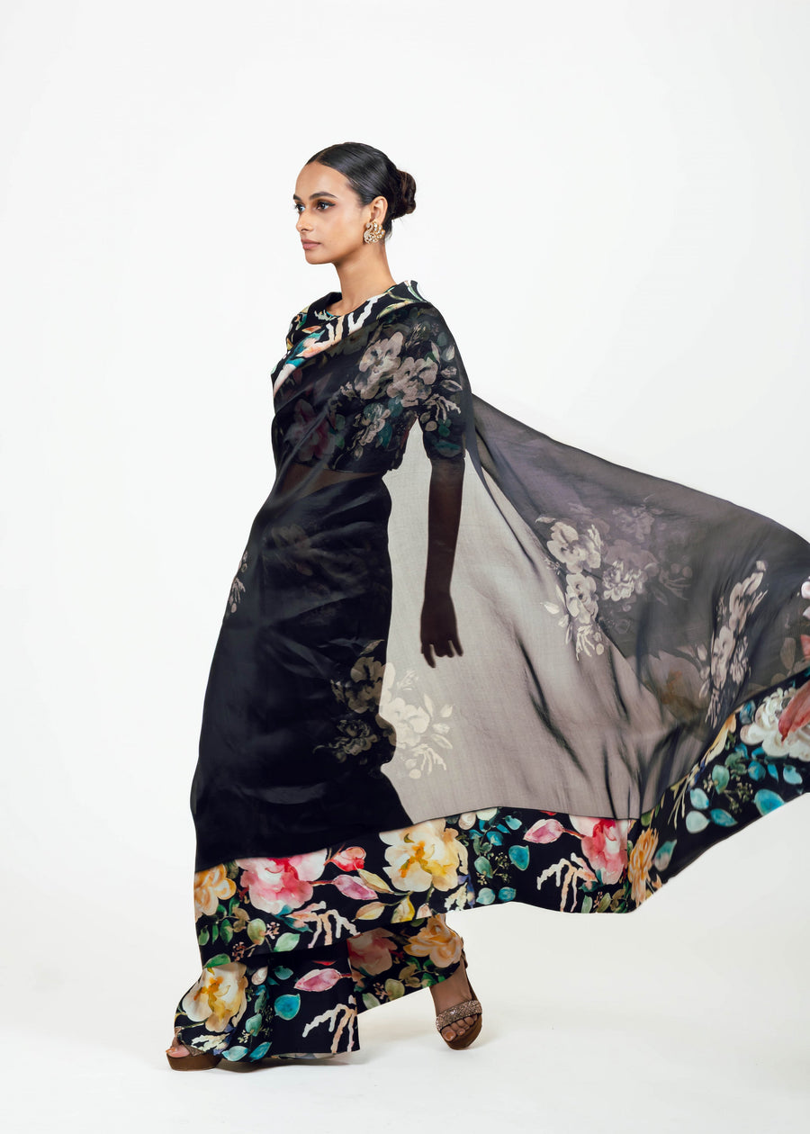 Julie Black Organza Saree - Studio 113 Indian designer saree for women