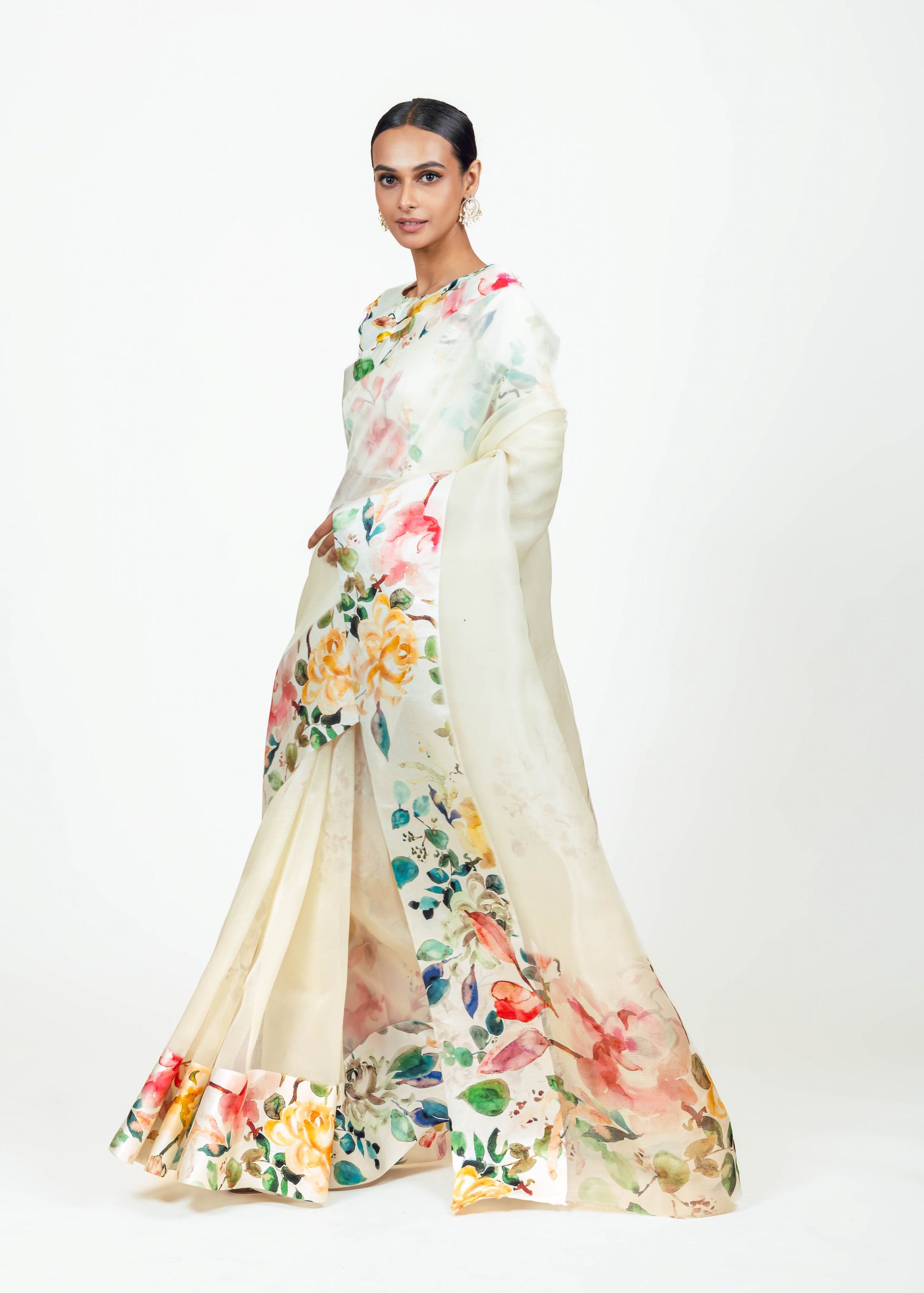 Julie White Organza Saree - Studio 113 Indian designer saree for women