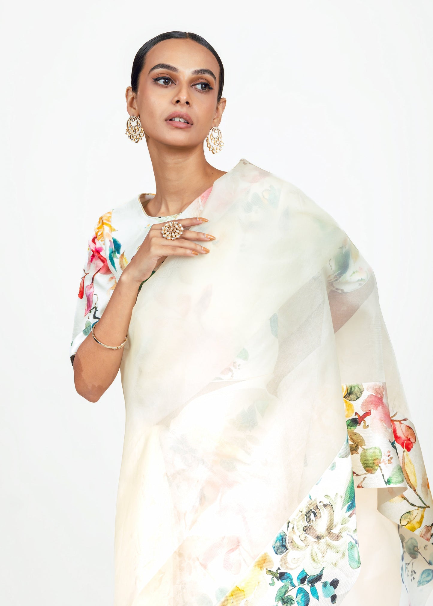 Julie White Organza Saree - Studio 113 Indian designer saree for women