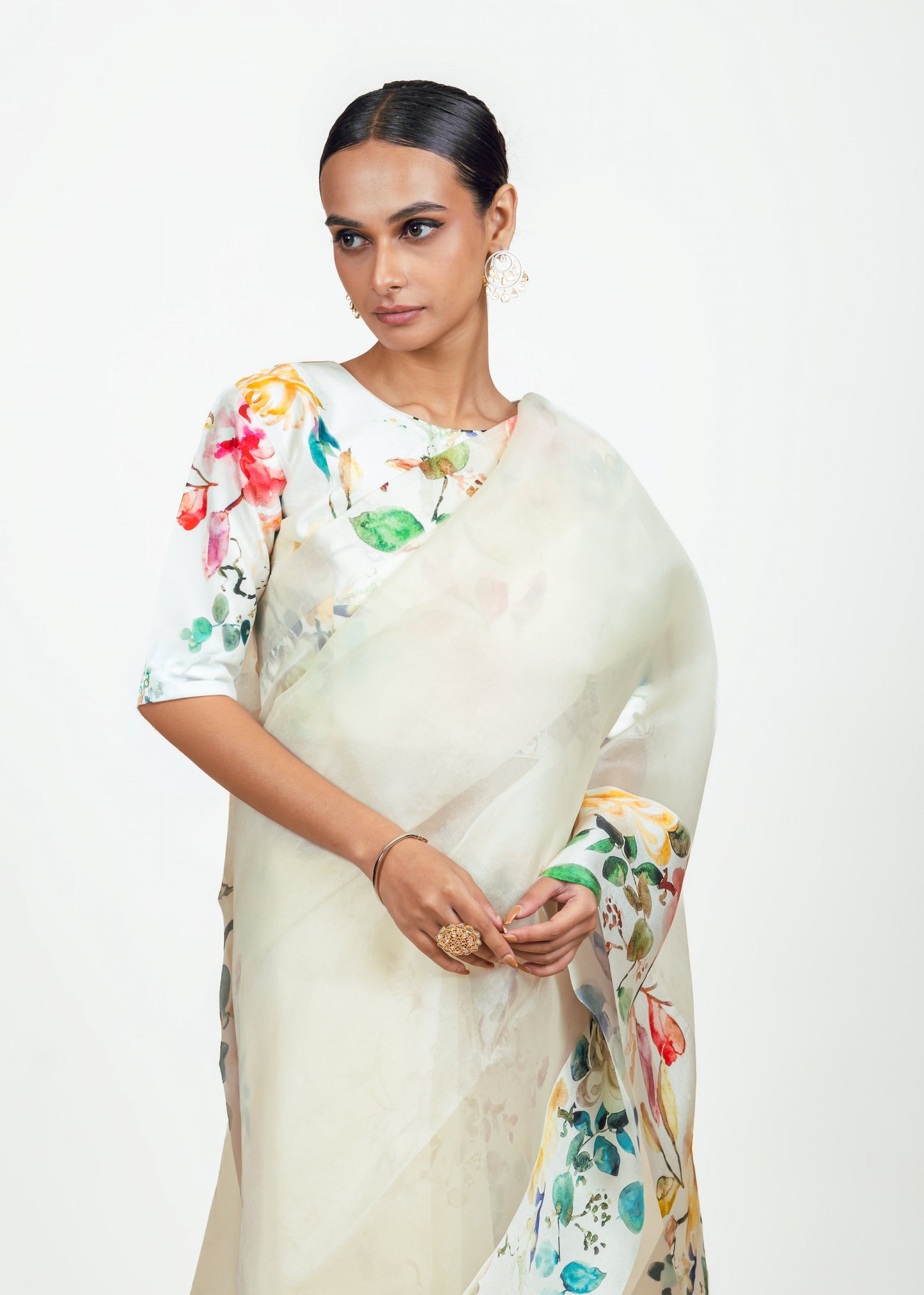 Julie White Organza Saree - Studio 113 Indian designer saree for women
