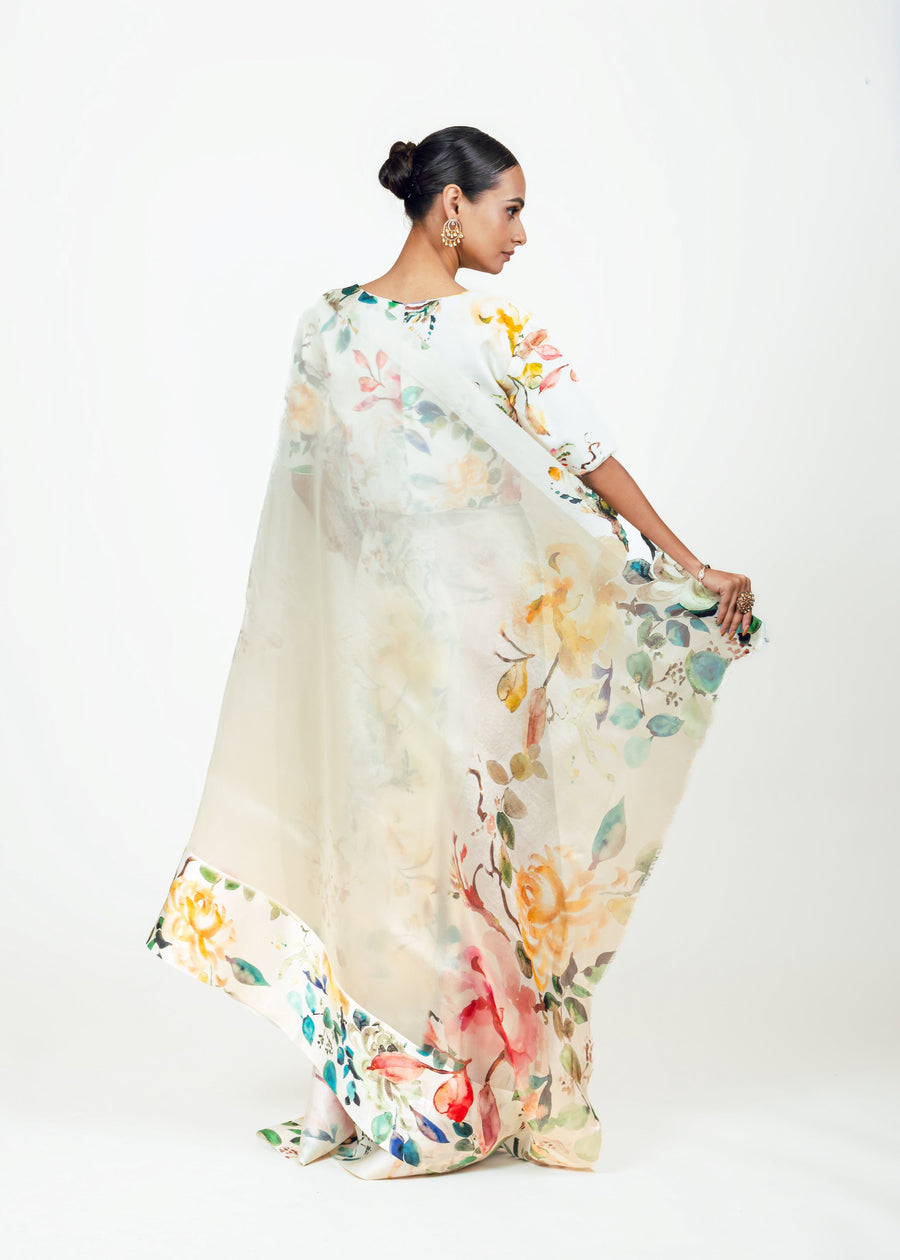 Julie White Organza Saree - Studio 113 Indian designer saree for women