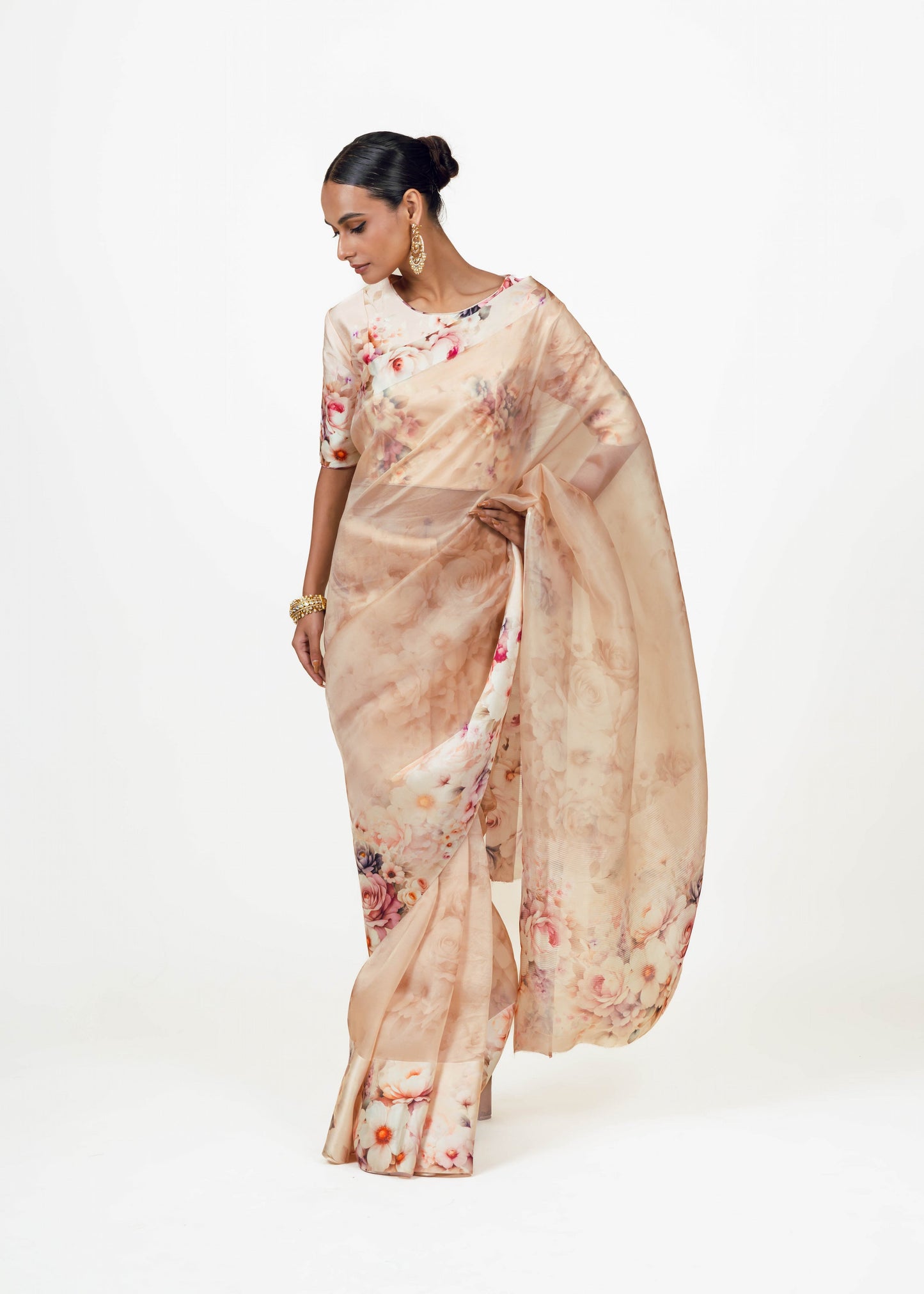 Lina Blossom Pink Organza Saree - Studio 113 Indian designer saree for women