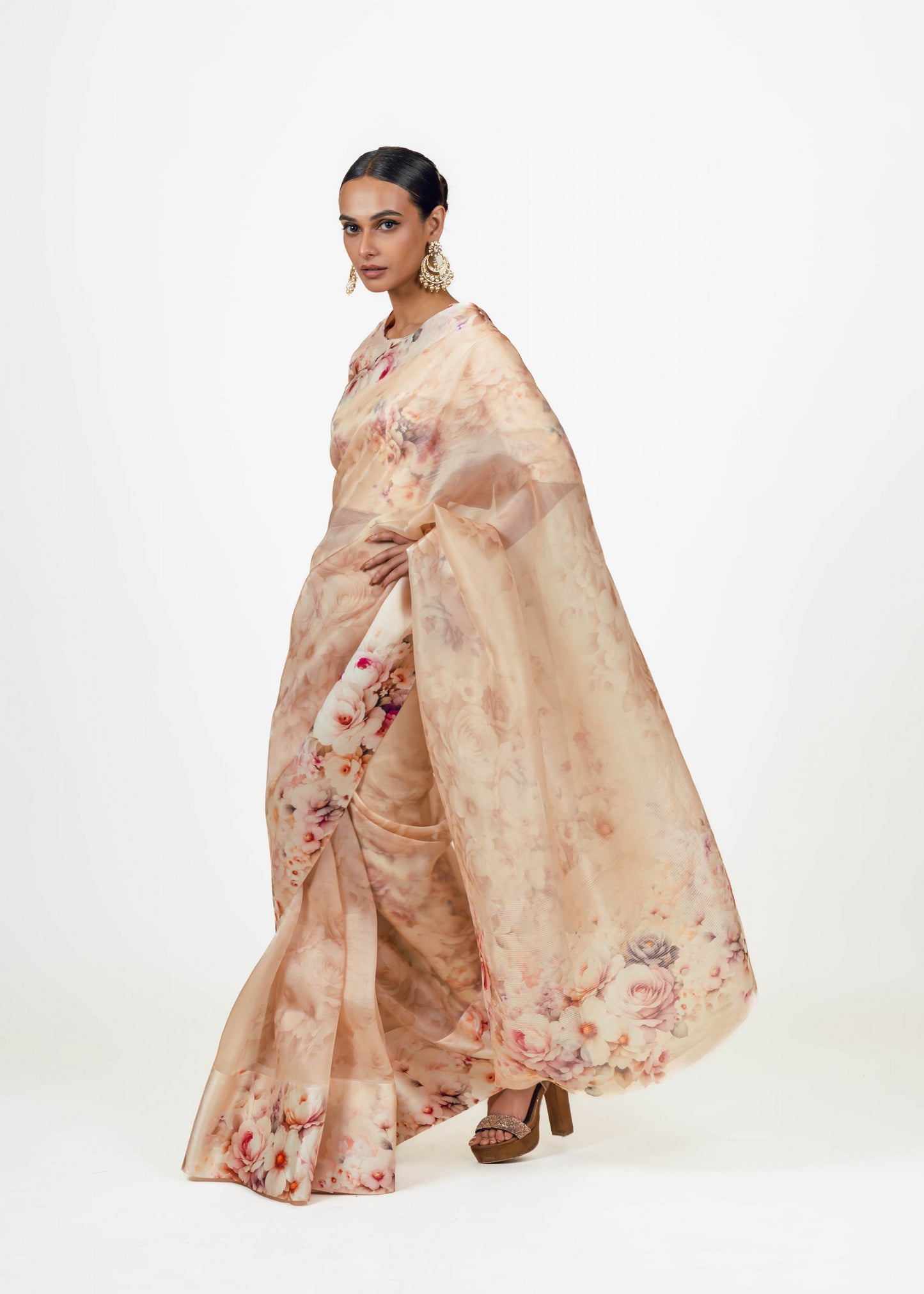 Lina Blossom Pink Organza Saree - Studio 113 Indian designer saree for women