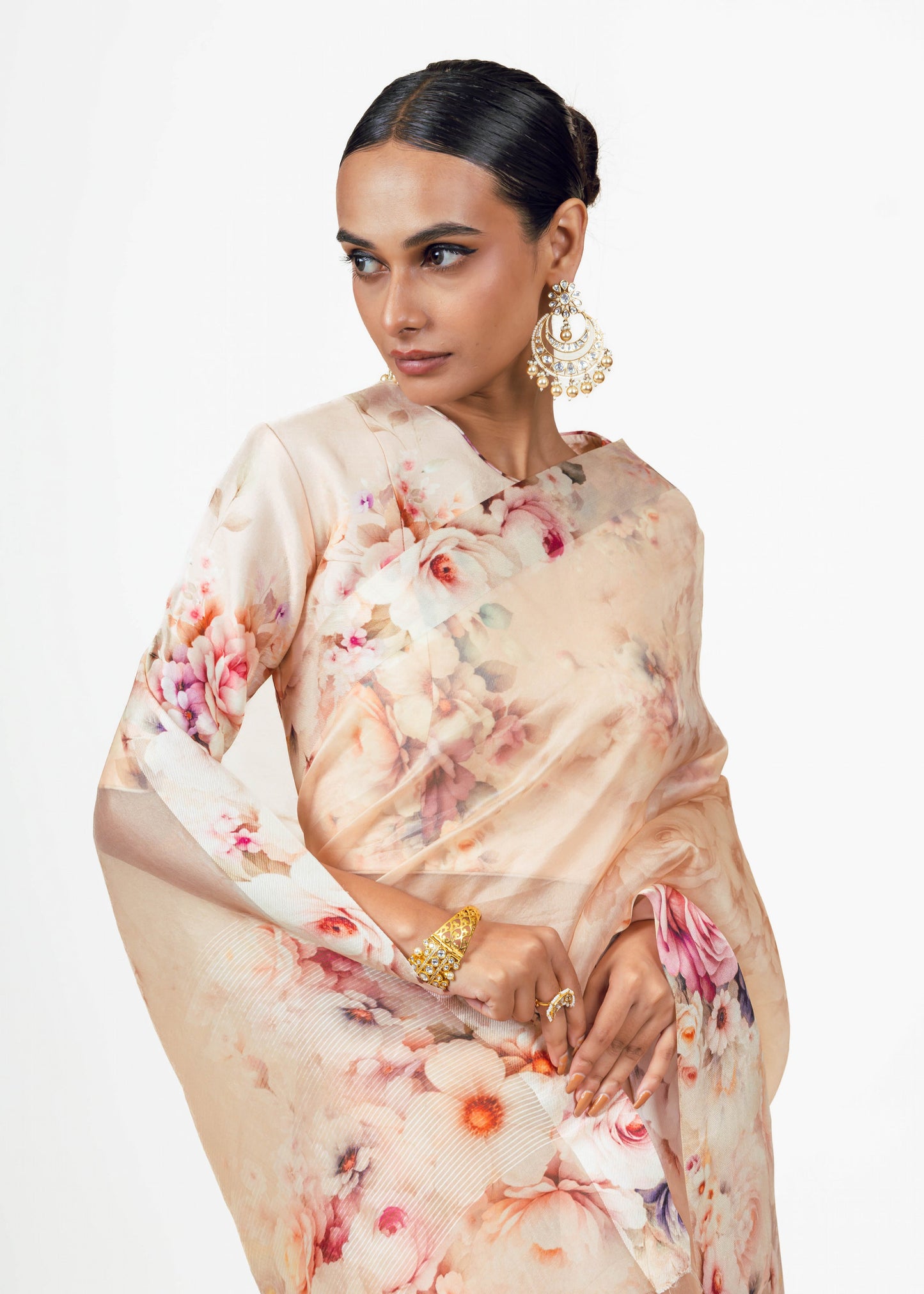 Lina Blossom Pink Organza Saree - Studio 113 Indian designer saree for women