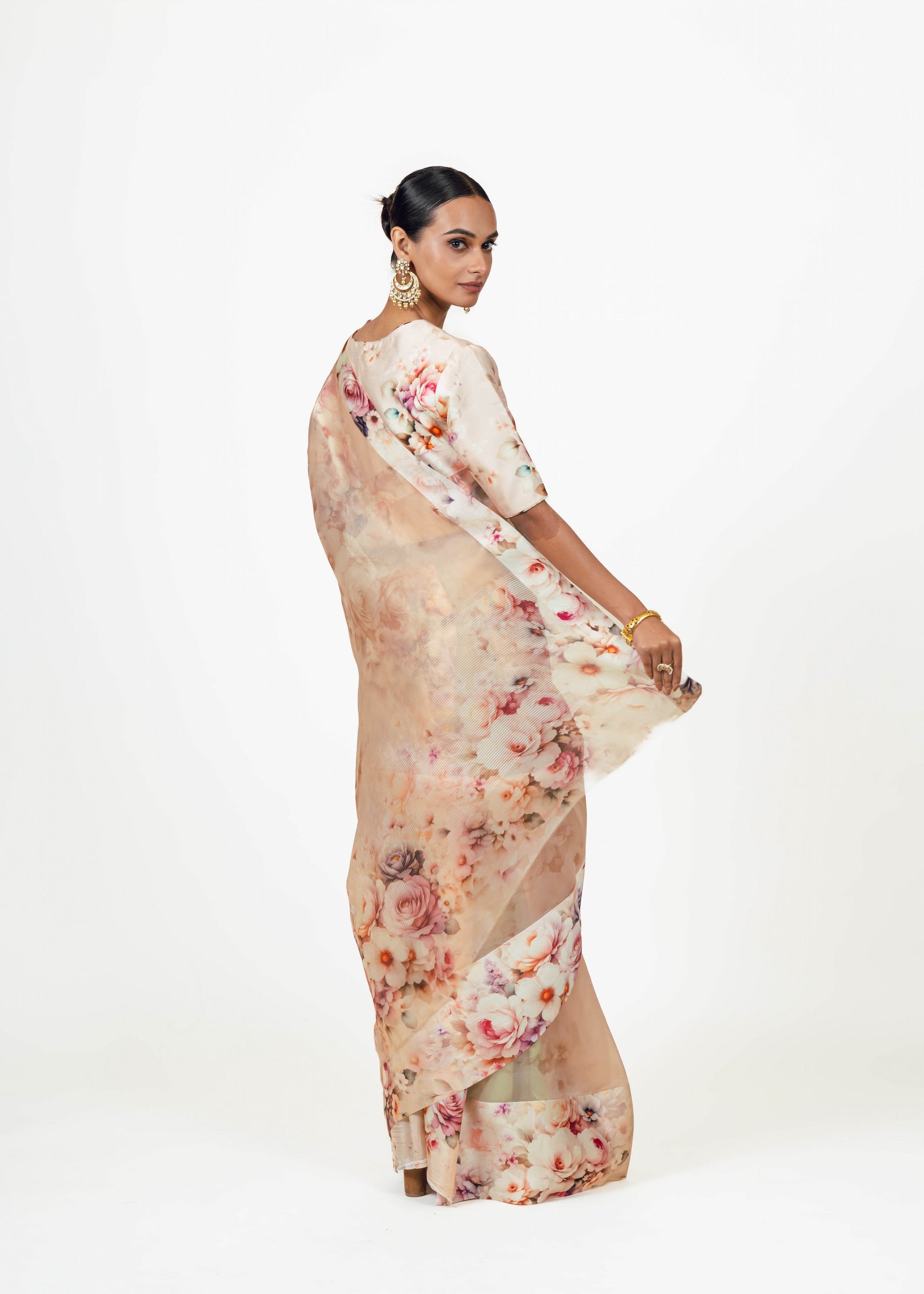 Lina Blossom Pink Organza Saree - Studio 113 Indian designer saree for women