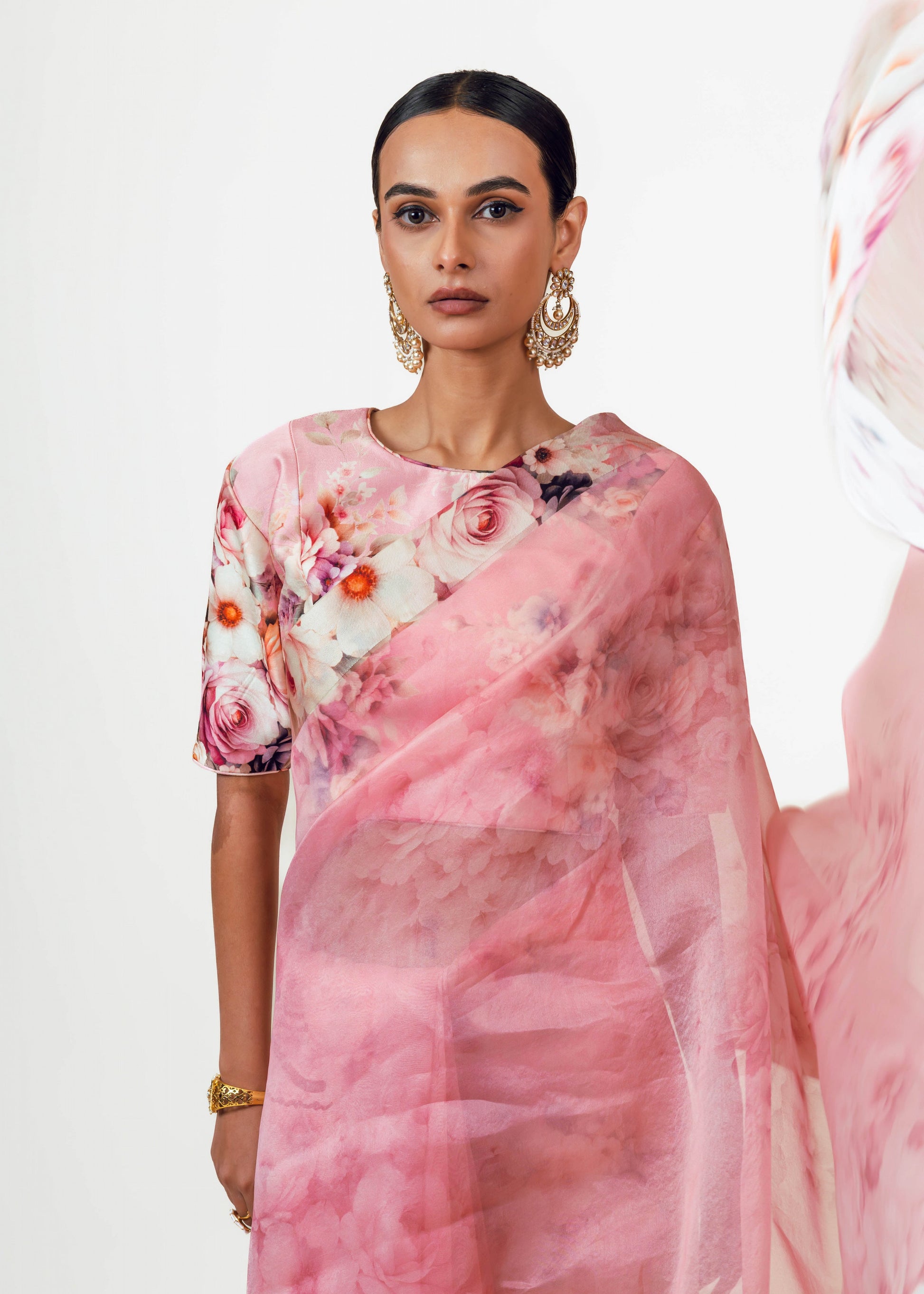 Lina Pink Organza Saree - Studio 113 Indian designer saree for women