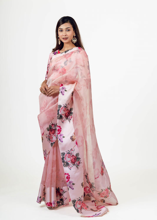Nila pink Organza Saree - Studio 113 Indian designer saree for women