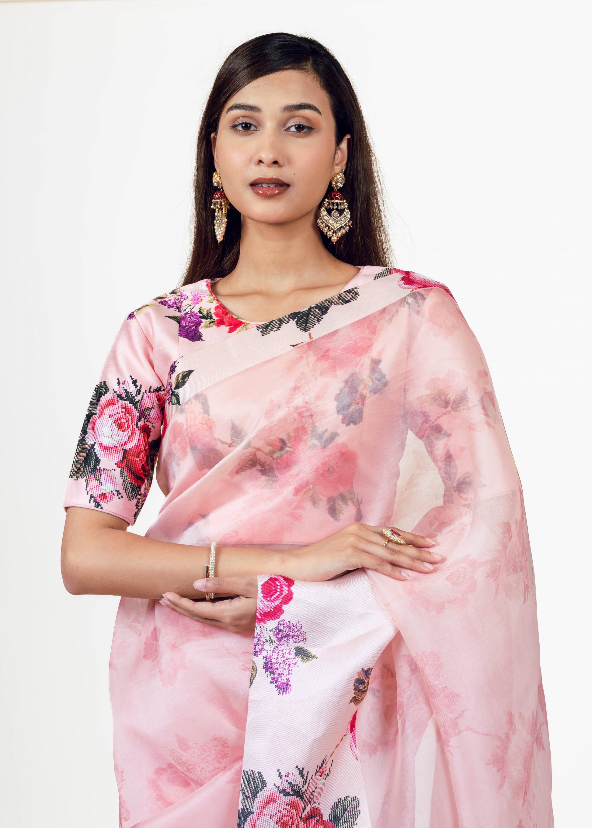 Nila pink Organza Saree - Studio 113 Indian designer saree for women