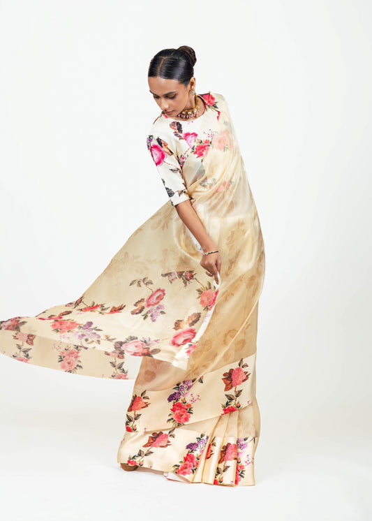Nila Ivory Organza Saree - Studio 113 Indian designer saree for women