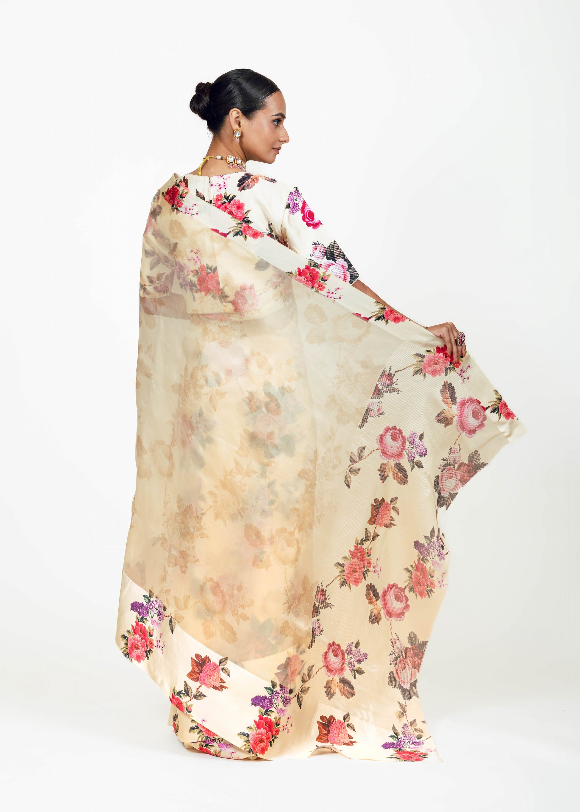 Nila Ivory Organza Saree - Studio 113 Indian designer saree for women