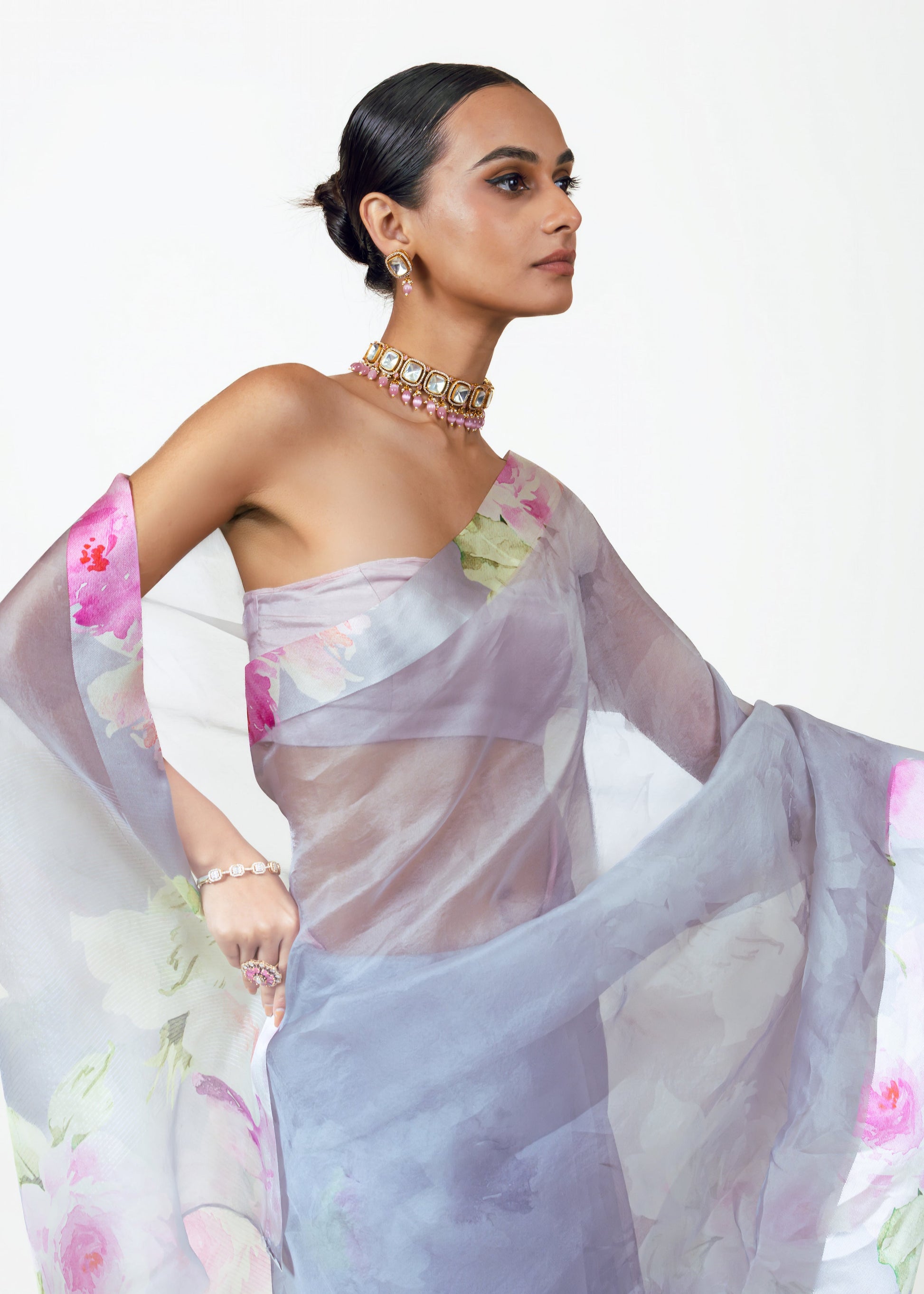 Alea Lavender Organza Saree - Studio 113 Indian designer saree for women