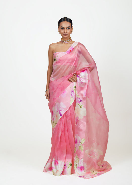 Alea Pink Organza Saree - Studio 113 Indian designer saree for women