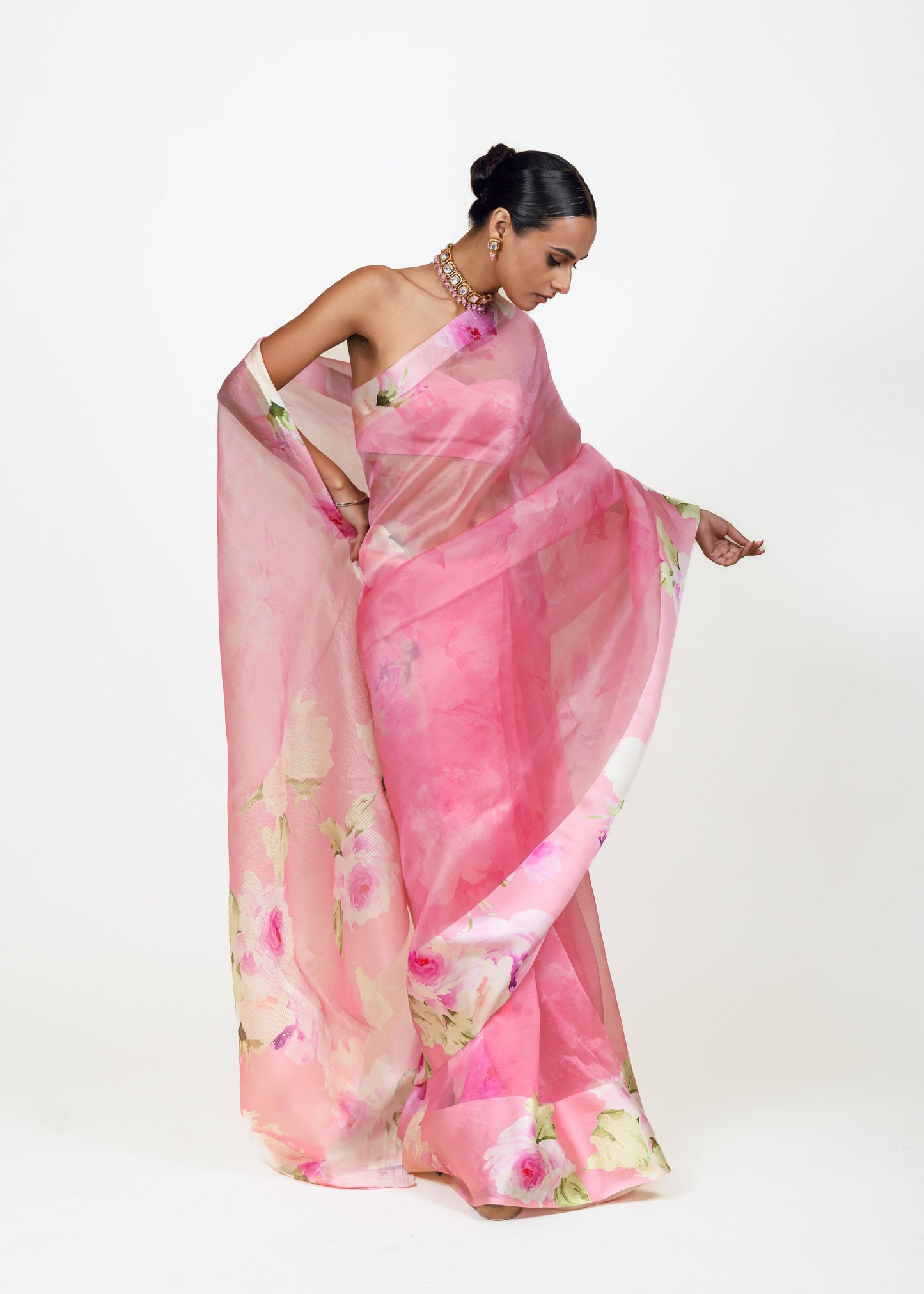 Alea Pink Organza Saree - Studio 113 Indian designer saree for women