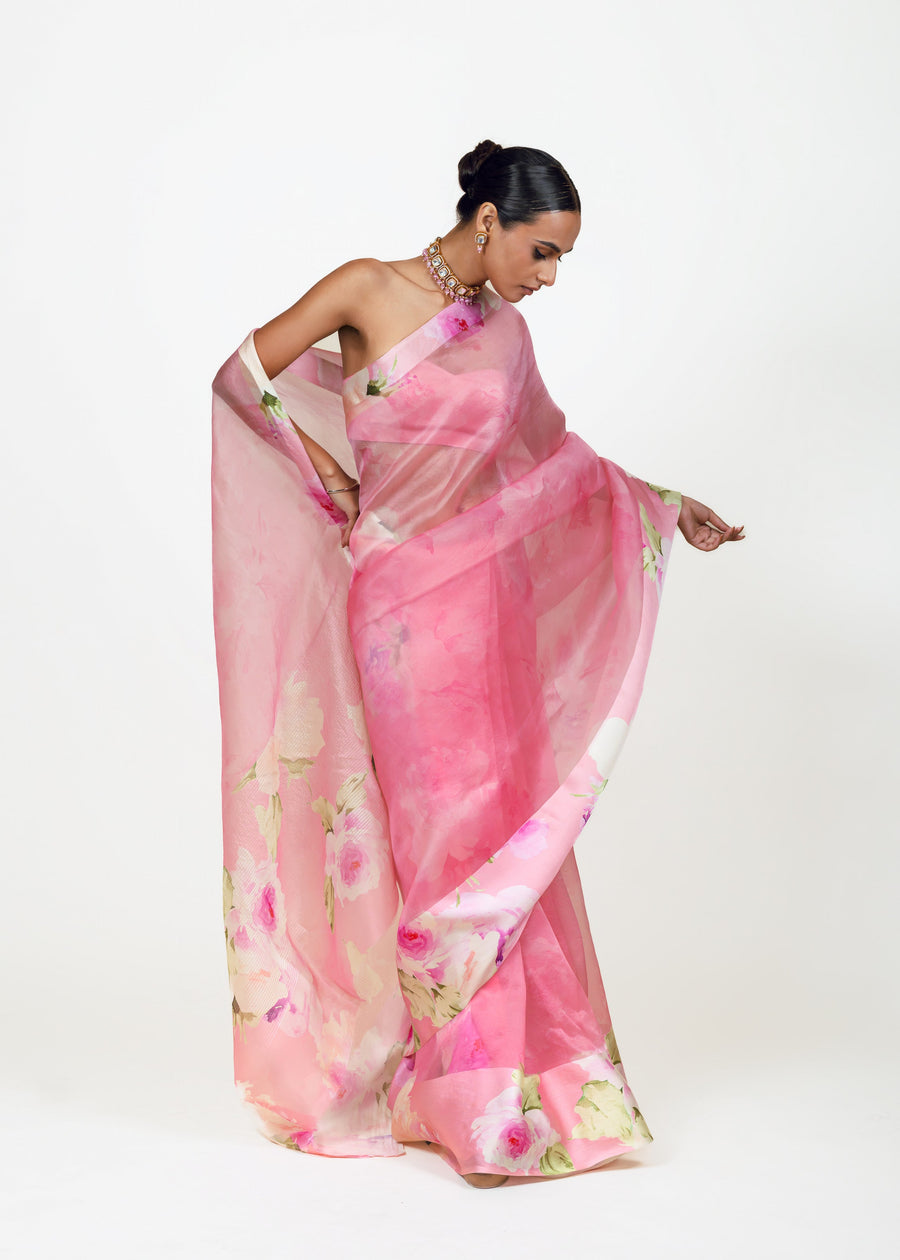 Alea Pink Organza Saree - Studio 113 Indian designer saree for women