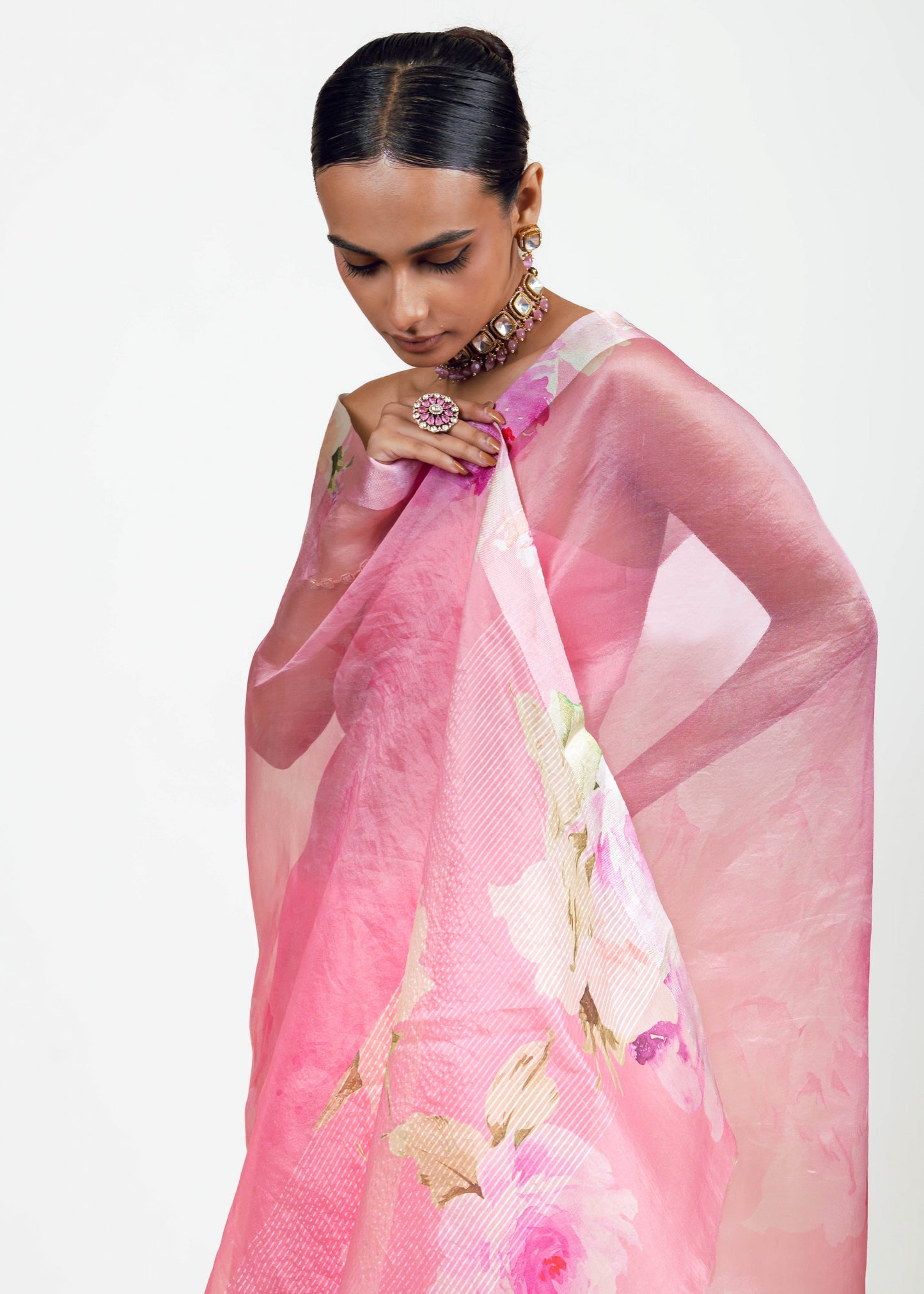 Alea Pink Organza Saree - Studio 113 Indian designer saree for women
