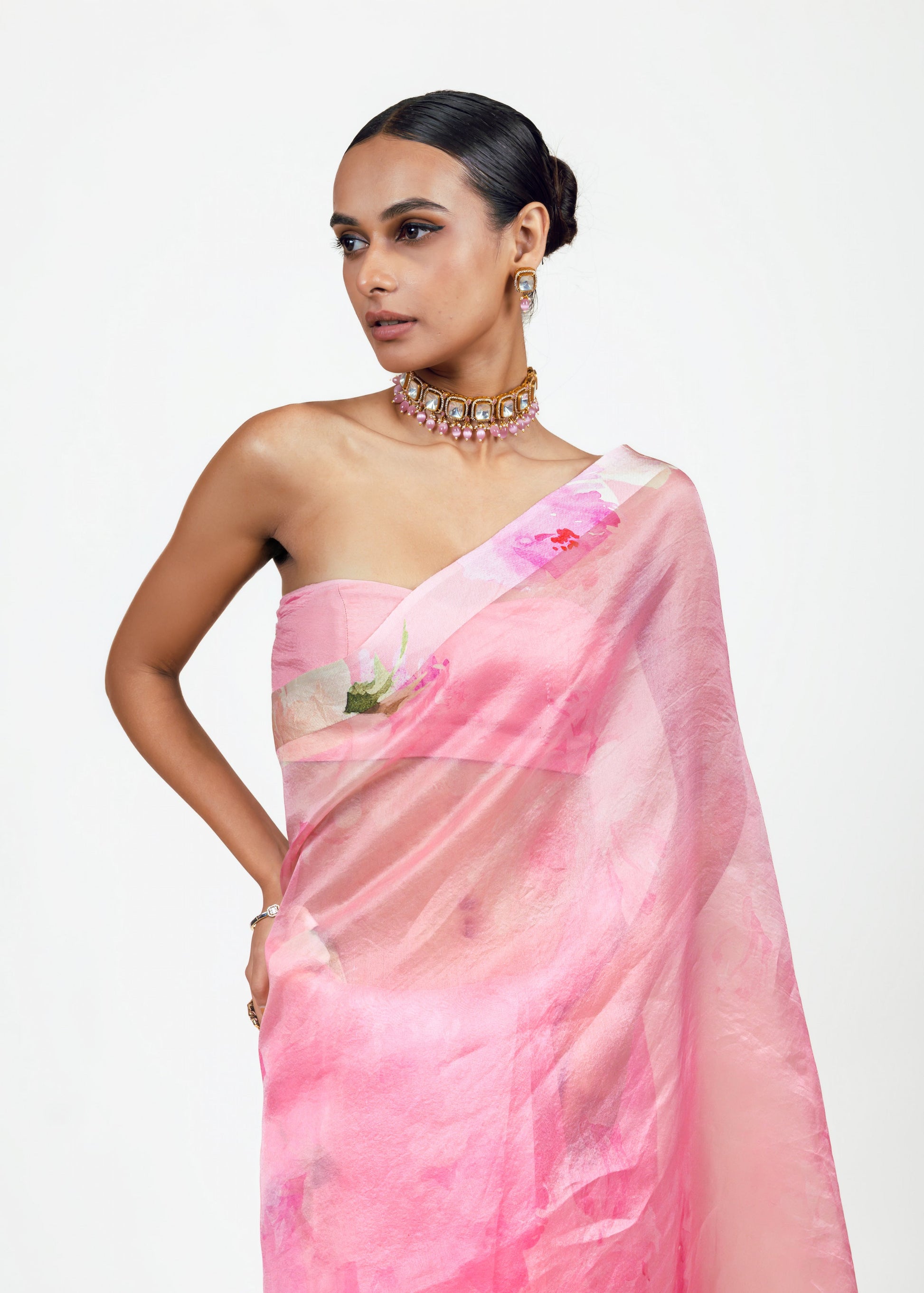 Alea Pink Organza Saree - Studio 113 Indian designer saree for women