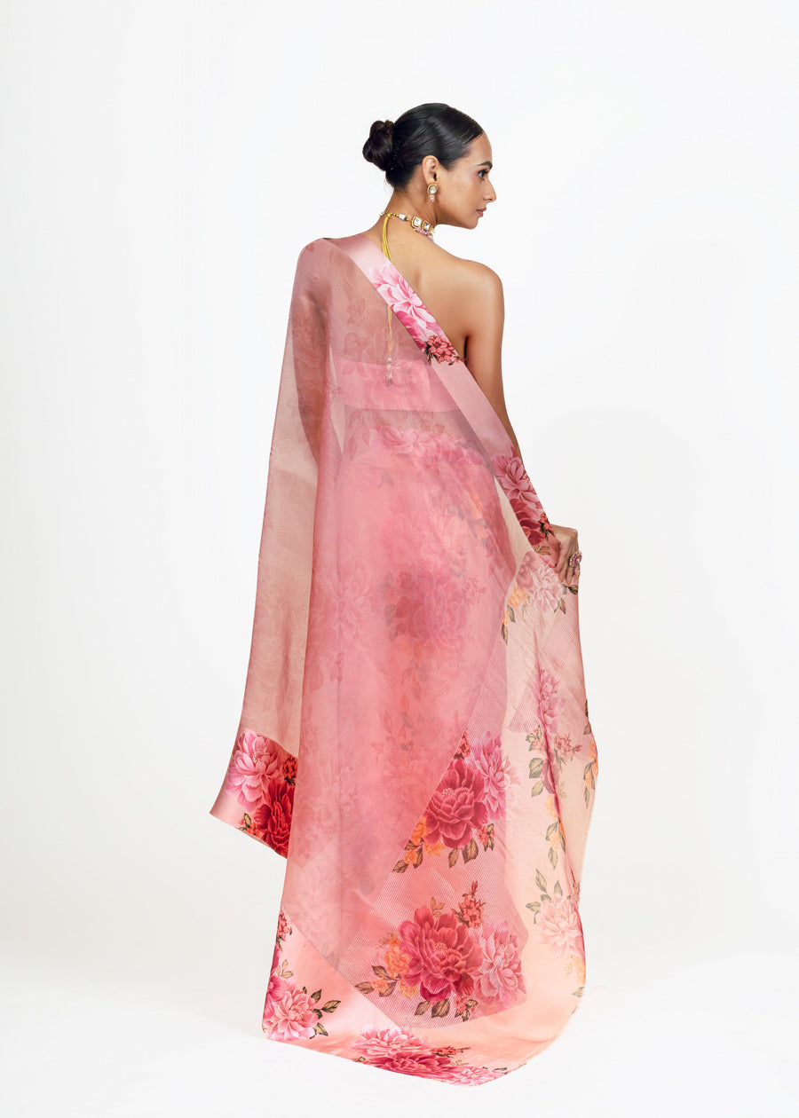 Farah Pink Organza Saree - Studio 113 Indian designer saree for women