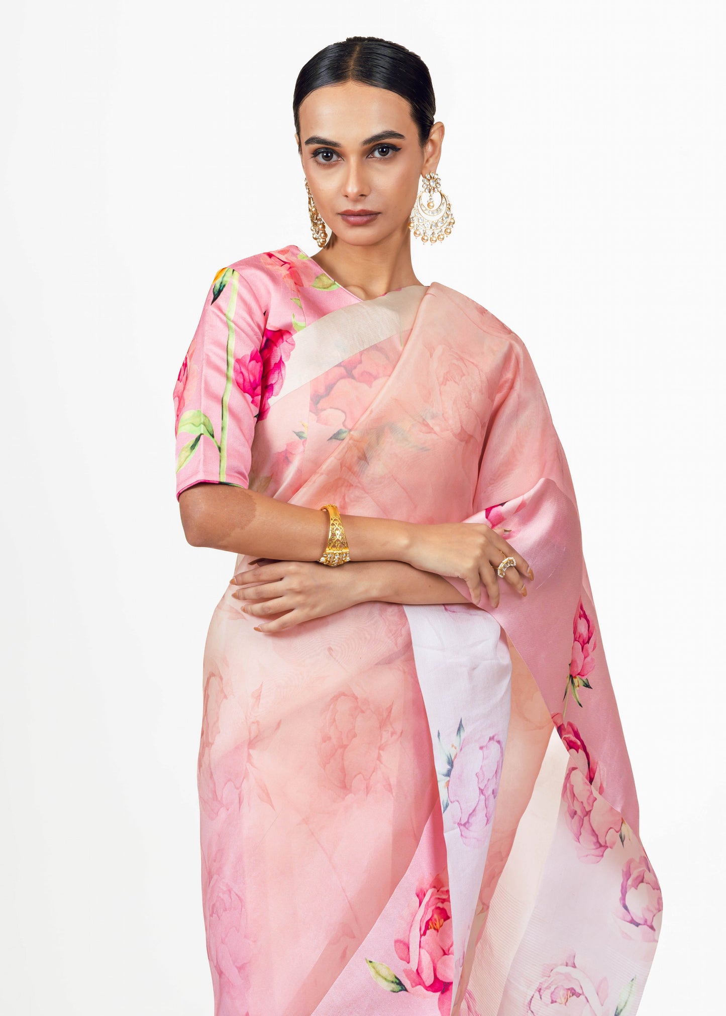 Monica Blossom pink Organza Saree - Studio 113 Indian designer saree for women