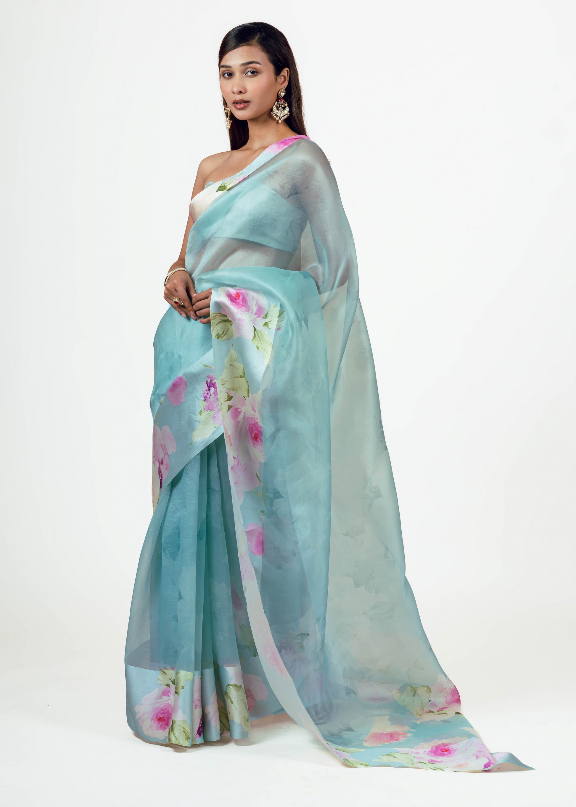 Alea Blue Organza Saree - Studio 113 Indian designer saree for women